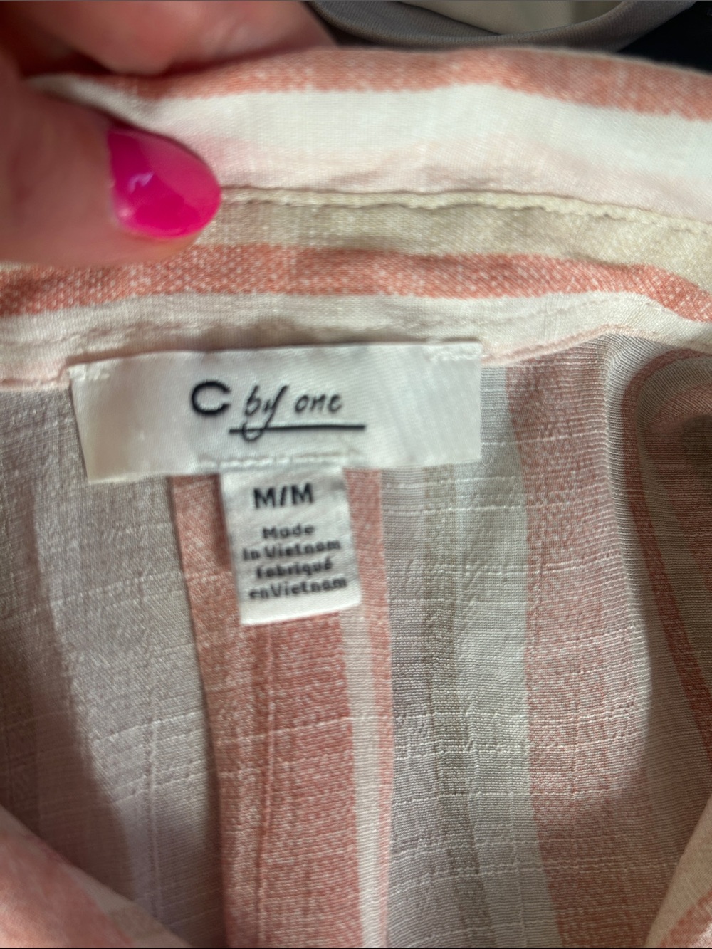 CYNTHIA ROWLEY Coral & Cream Striped Tie-Front Tank - Picture 2 of 4
